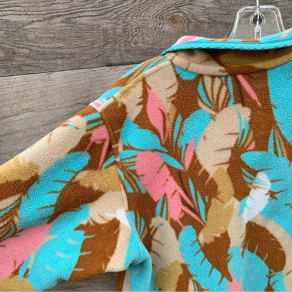 Patagonia Lightweight Synchilla Womens M Snap T Pullover Fleece Feather Print - Picture 10 of 16